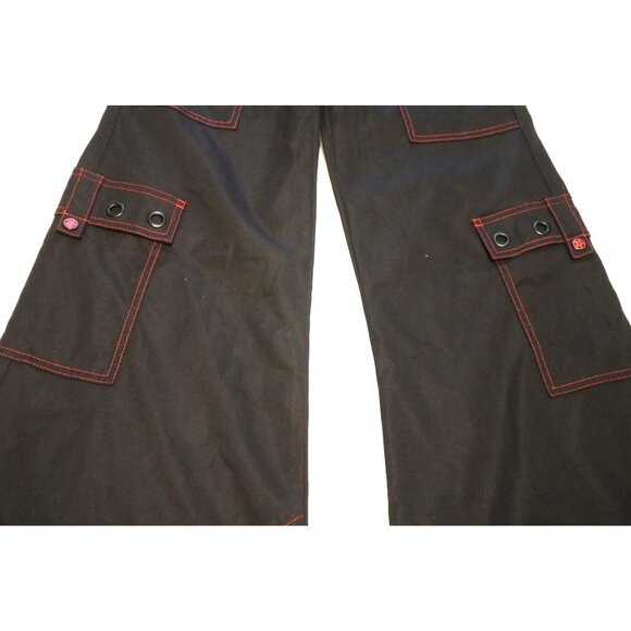 NWT Killstar Carpe Noctem Black Wide-Leg Pants Suspender Red Stitching Cyberpunk - Picture 6 of 10